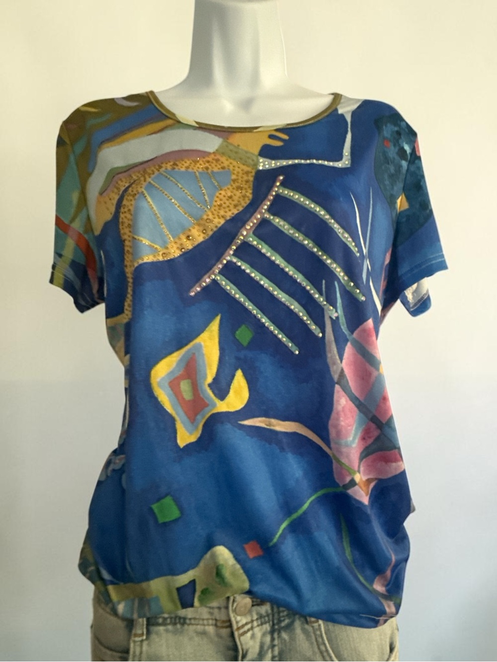 Women's Blue Abstract Short Sleeve Tee by Esprit - Picture 4 of 7